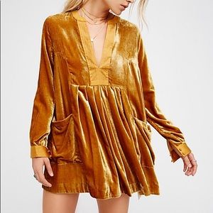 Free People Gold Velvet mini dress